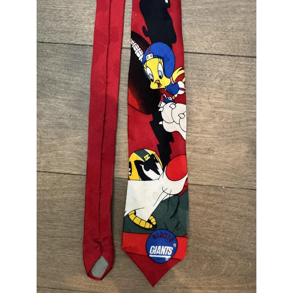 Vintage‎ New York Giants Tie Mens Red NFL Football Looney Tunes Tweety 90s